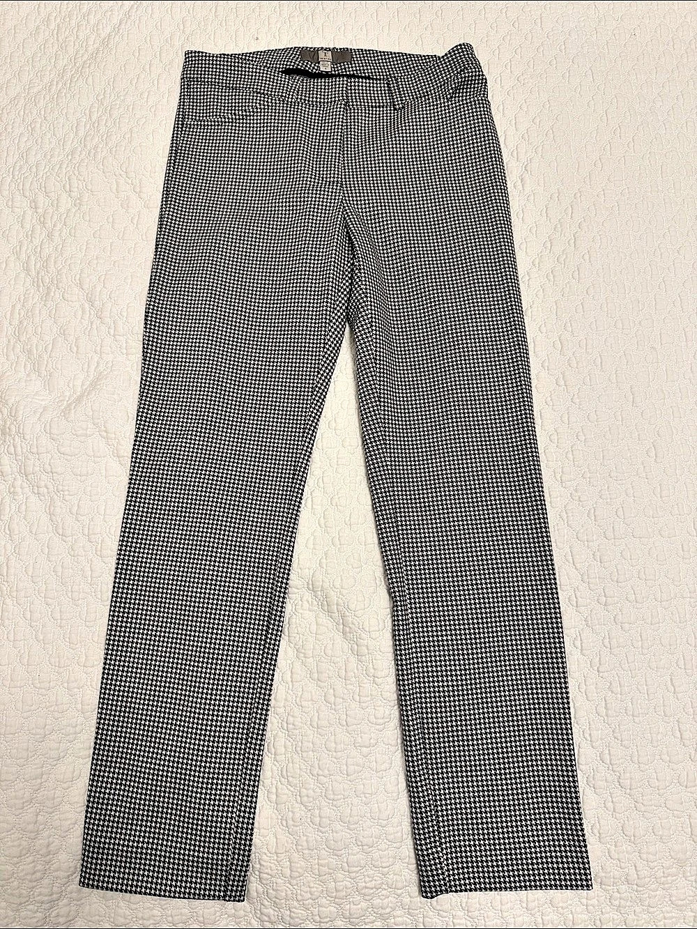 Tristan Houndstooth Trousers in Black & White Size